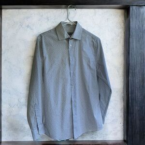 Geoffrey Beene Slim Fit Stretch Shirt Flex Collar Blue Micro Print Men’s Small